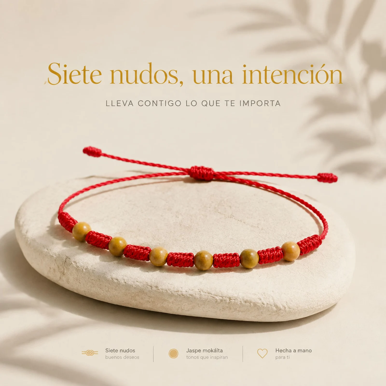 PULSERA 7 NUDOS CON  JASPE MOKAÍTA 4MM