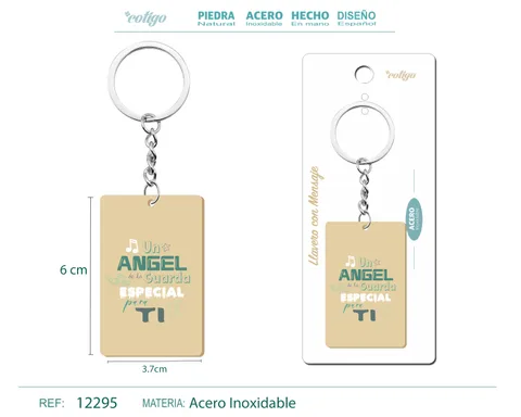 LLAVERO MENSAJE COLORES CON ACCESORIO ACERO