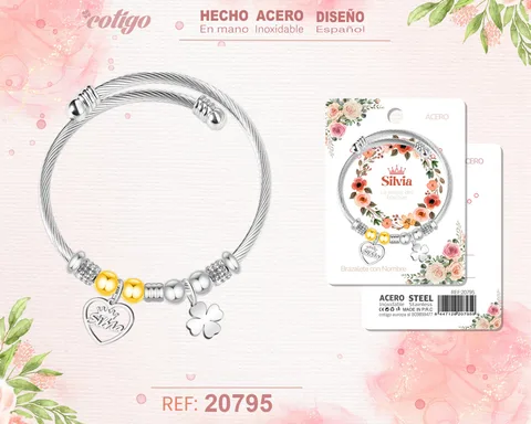 BRAZALERTE ACERO CON NOMBRE:SILVIA