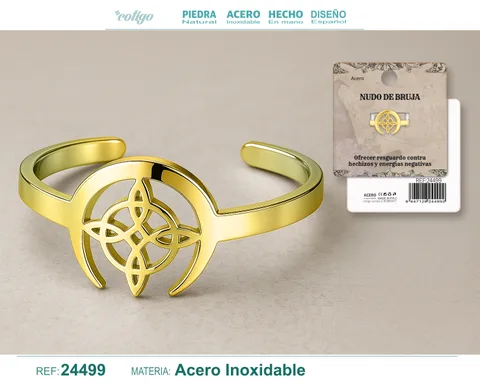 ANILLO NUDO DE BRUJA ACERO DORADO