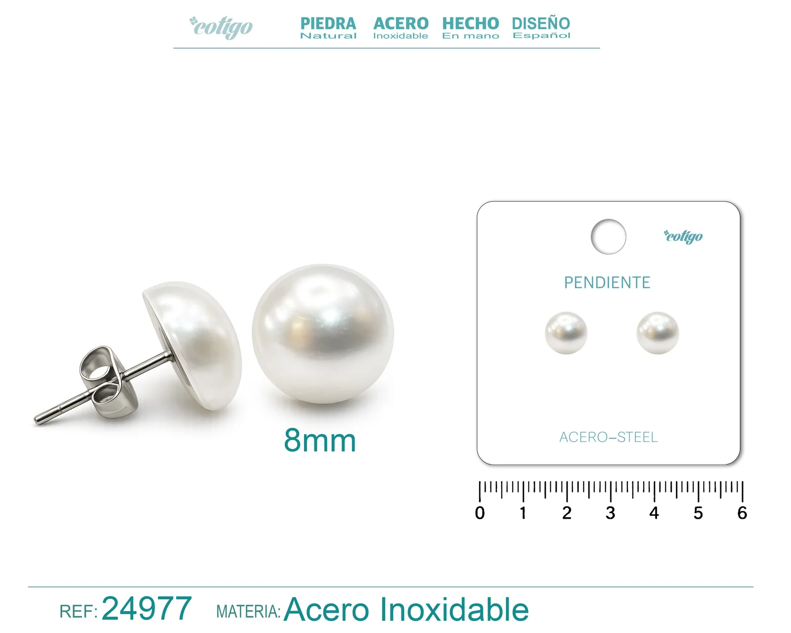 PENDIENTE DE PERLA CON ACCESORIO ACERO