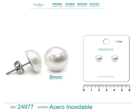 PENDIENTE DE PERLA CON ACCESORIO ACERO