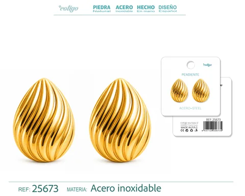 Pendiente Acero Inoxidable color Dorado