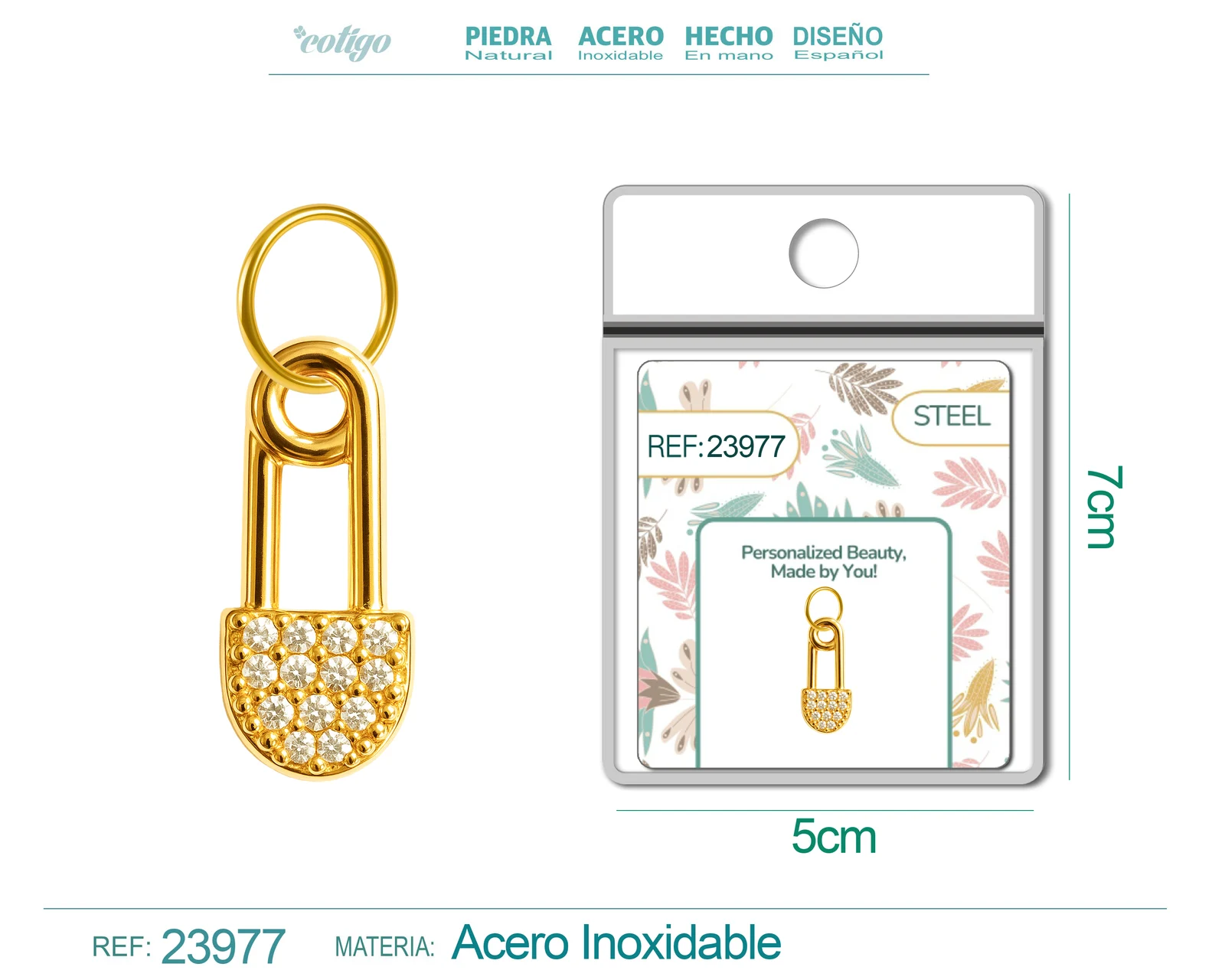 CHARM DE COBRE CHAPADO ORO 14K CON CIRCONITA