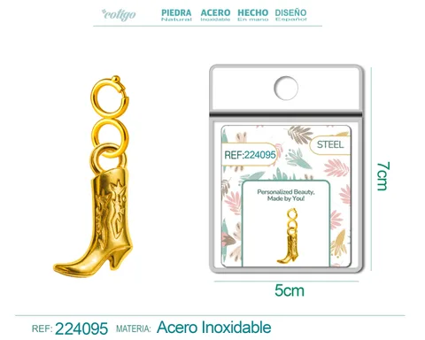 CHARM ACERO DORADO CHAPADO ORO 14 K-CON CIERRE