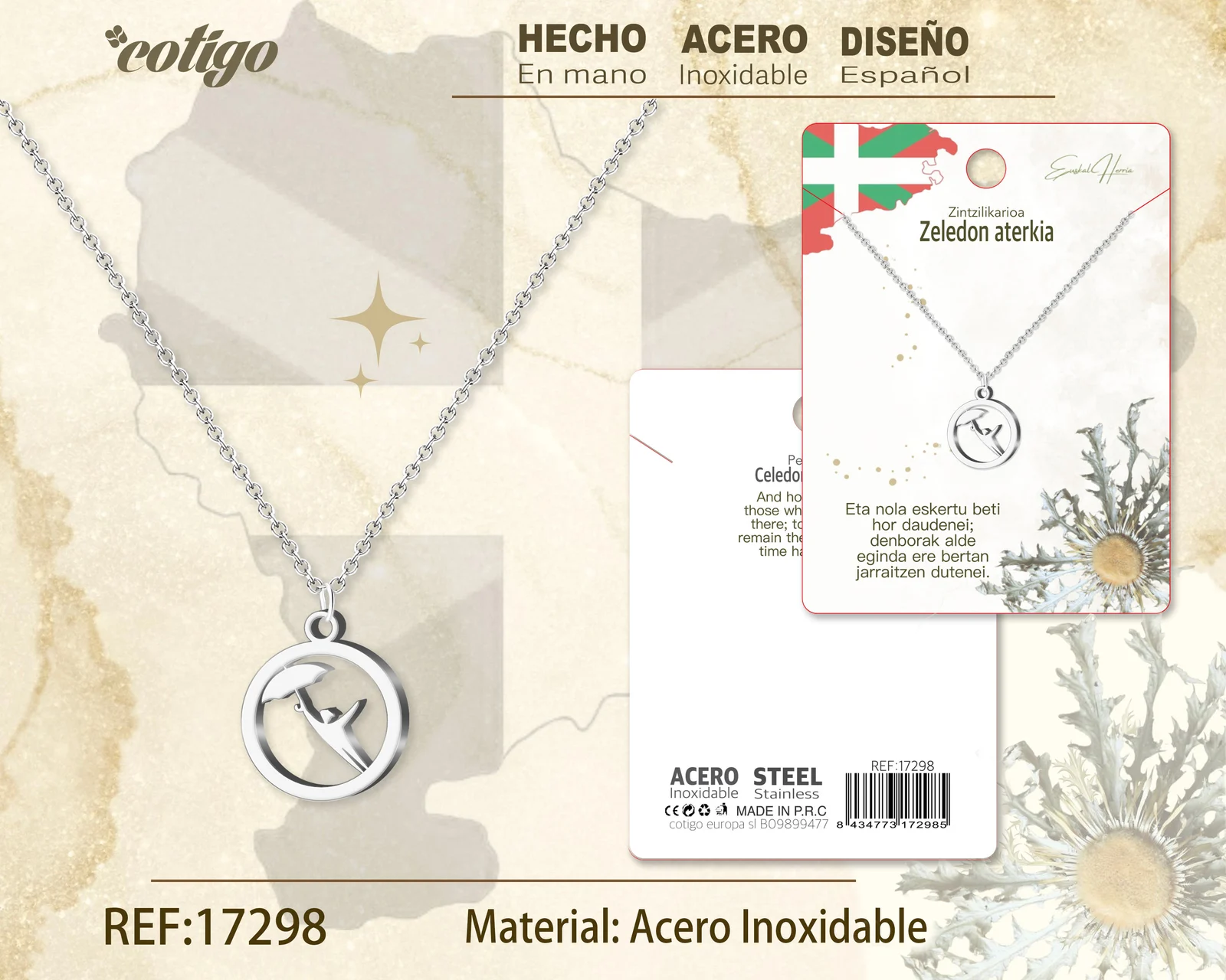 COLLAR ZELEDON ATERKIA-ACERO COLOR PLATEADO