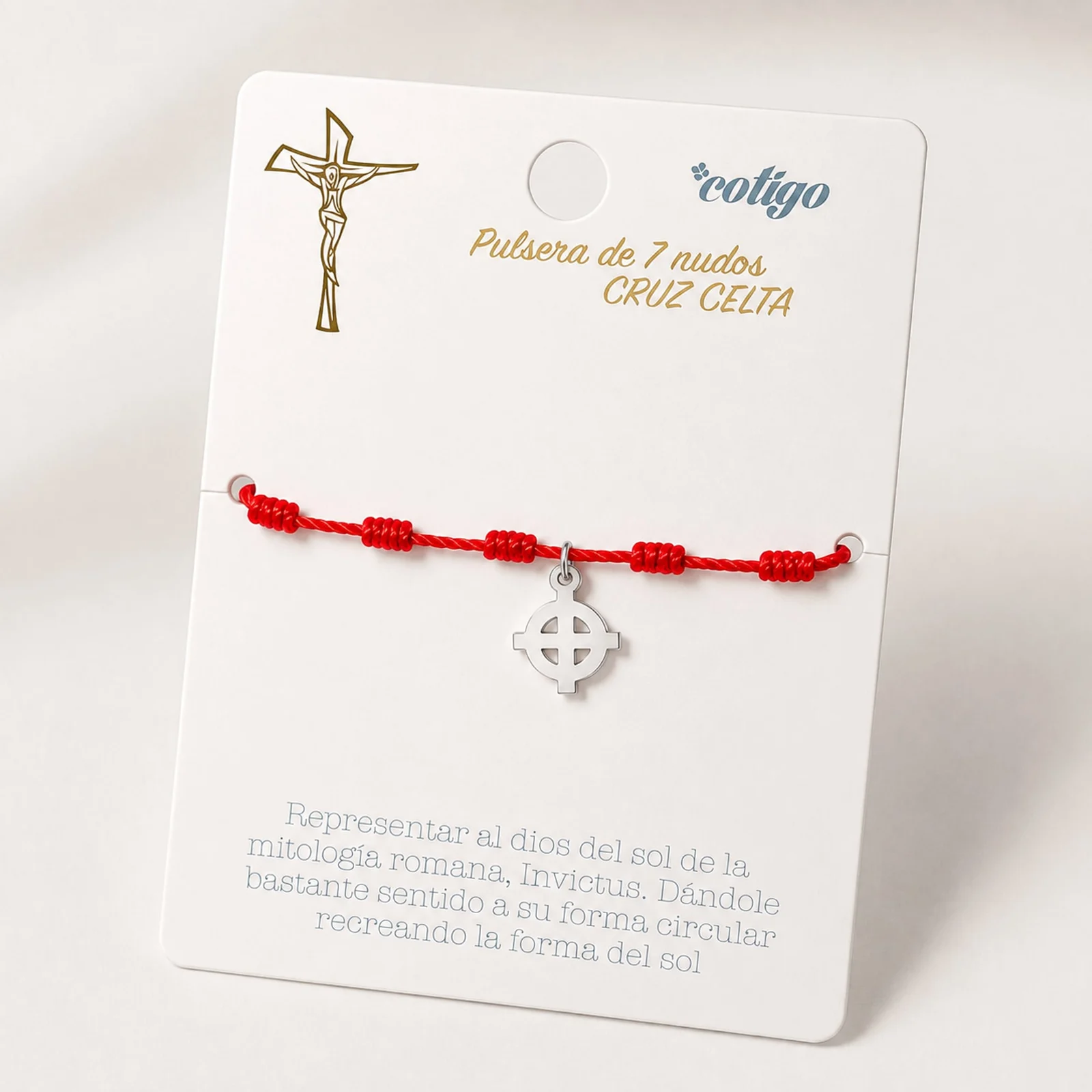 PULSERA 7 NUDOS CON CRUZ CELTA COLOR PLATEADO