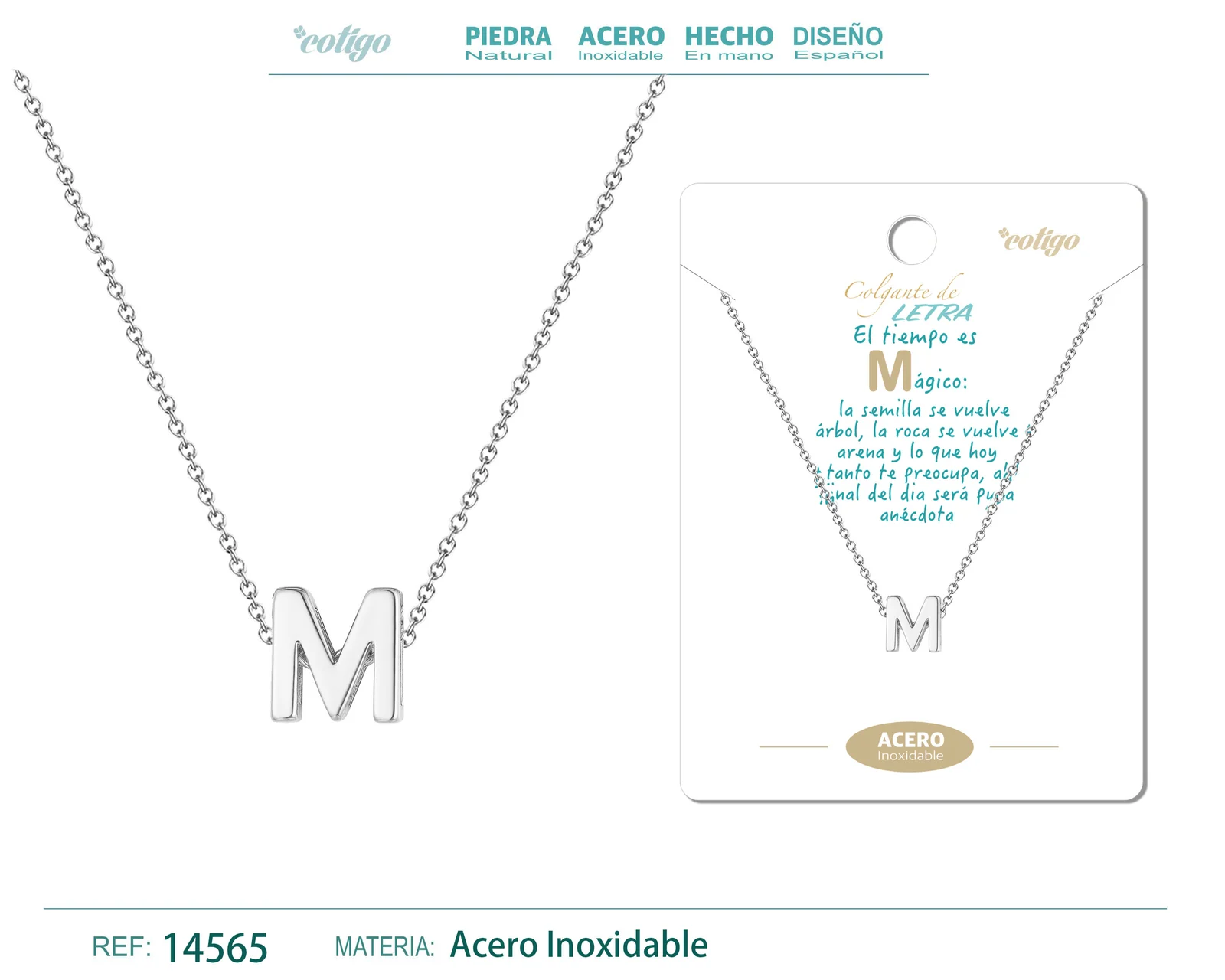 COLLAR LETRA M COLOR PLATEADO