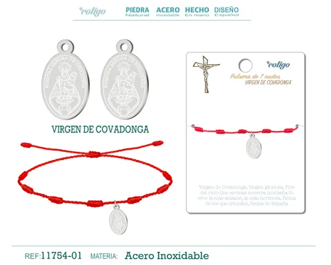 PULSERA 7 NUDOS CON VIRGEN DE COVADONGA