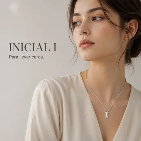 COLLAR INICIAL LETRA I ACERO CON SOBRE