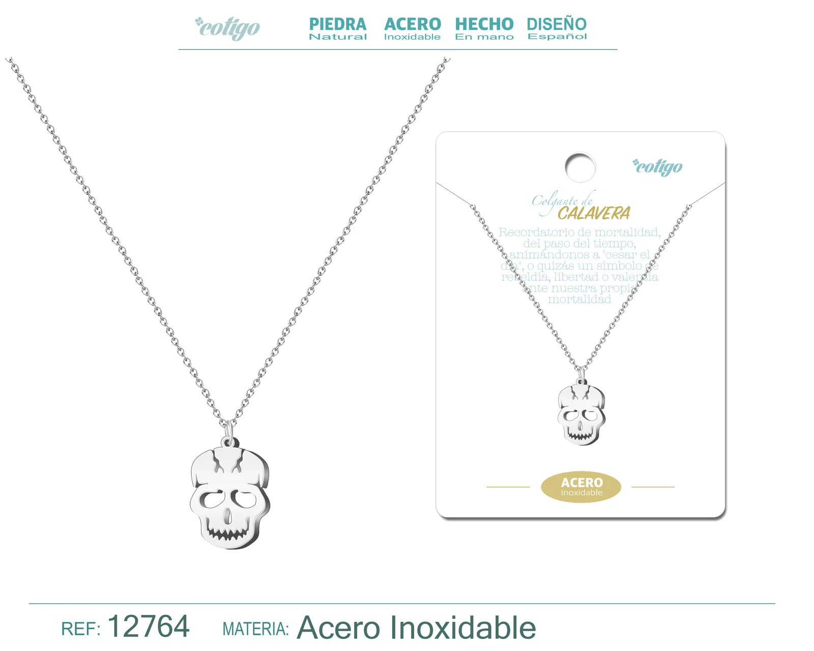 COLGANTE CALAVERA ACERO COLOR PLATEADO