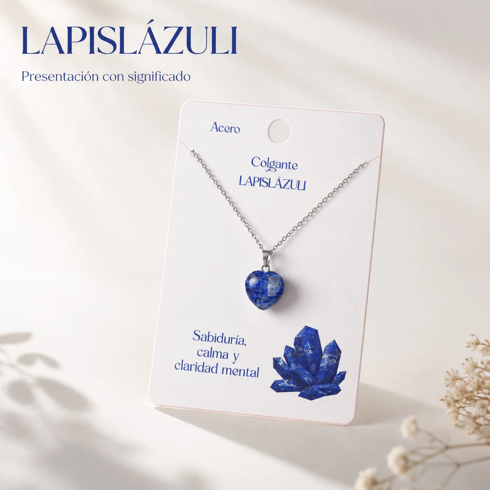 Colgante Piedra lapislázuli con cadena Acero Inoxidable