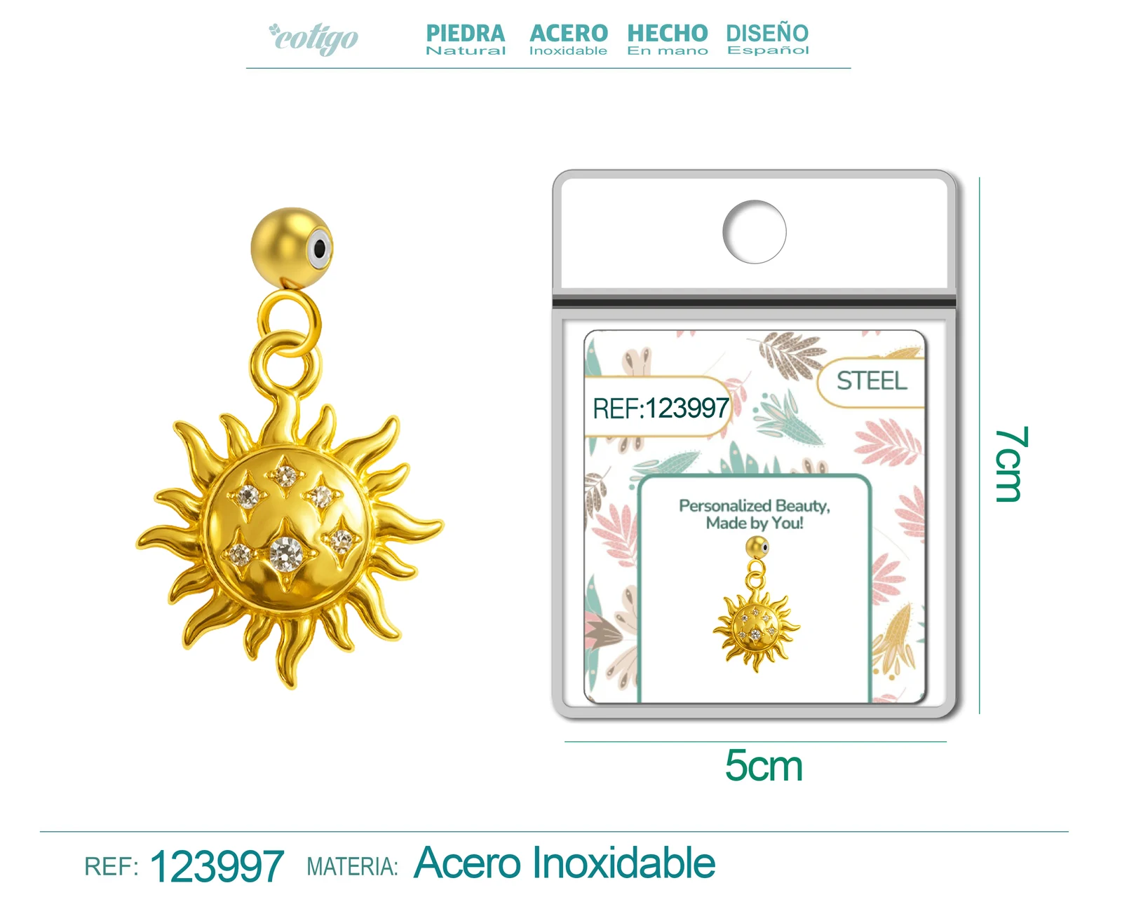 CHARM DE COBRE CHAPADO ORO 14K CON CIRCONITA-CON BOLA DE GOMA