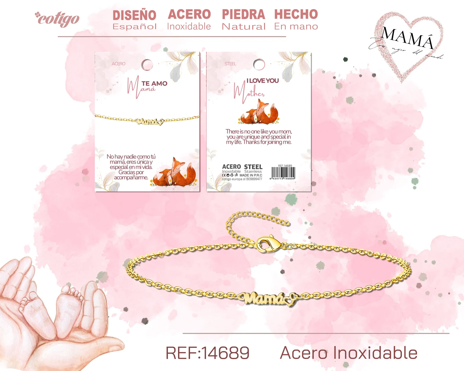 PULSERA PARA MAMÁ COLOR DORADO