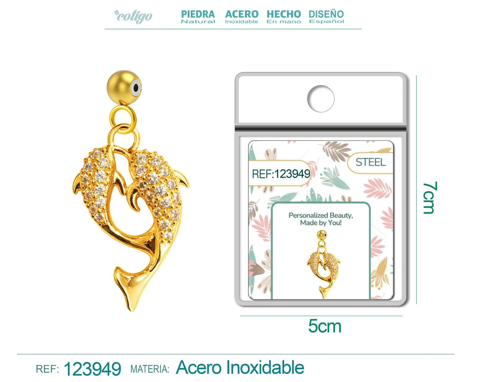 CHARM DE COBRE CHAPADO ORO 14K CON CIRCONITA-CON BOLA DE GOMA