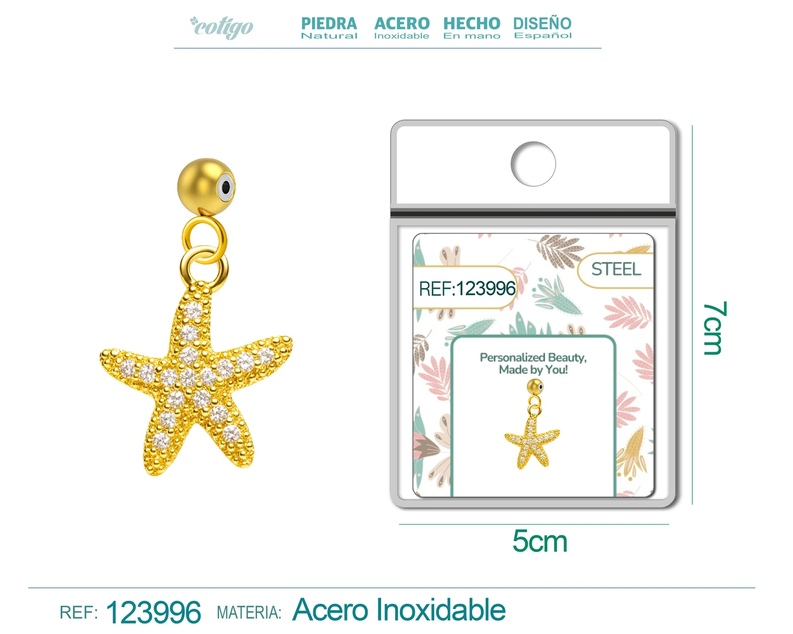 CHARM DE COBRE CHAPADO ORO 14K CON CIRCONITA-CON BOLA DE GOMA