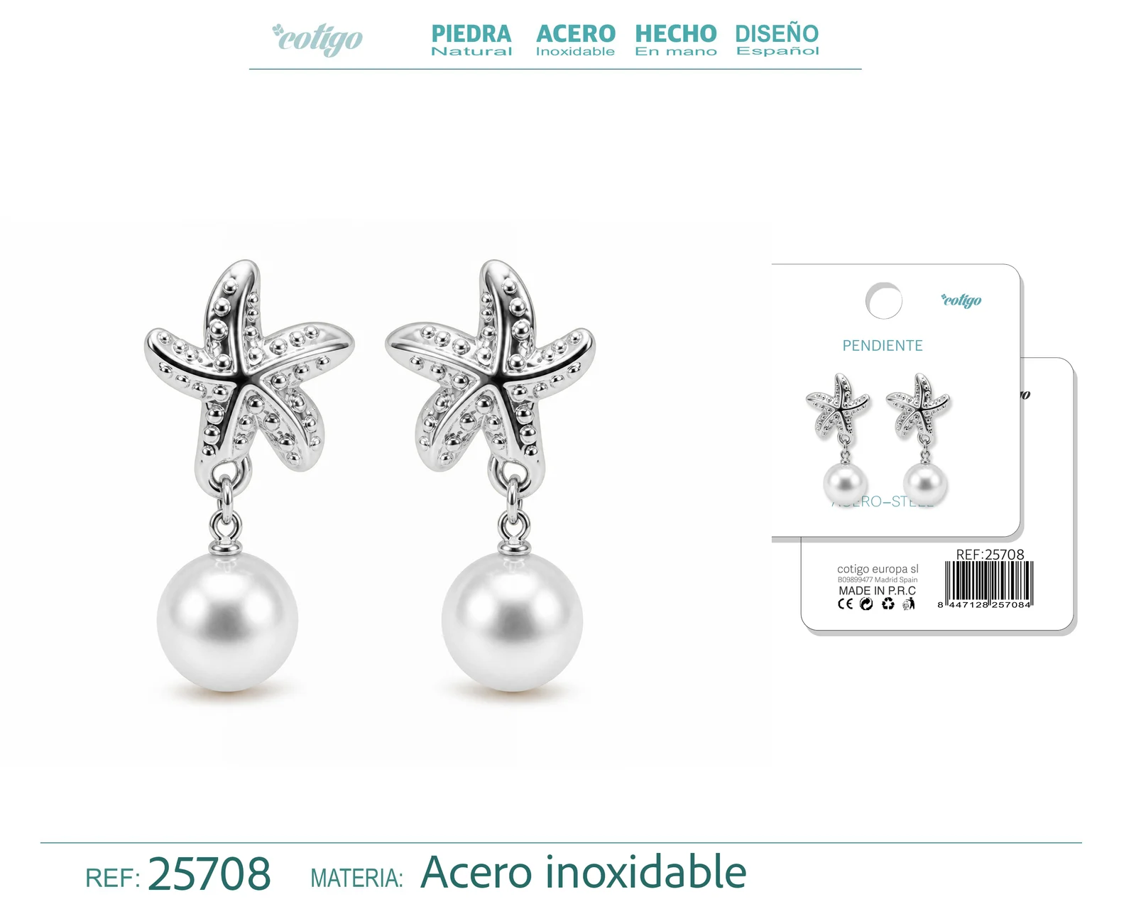 Pendiente Acero Inoxidable color Plateado