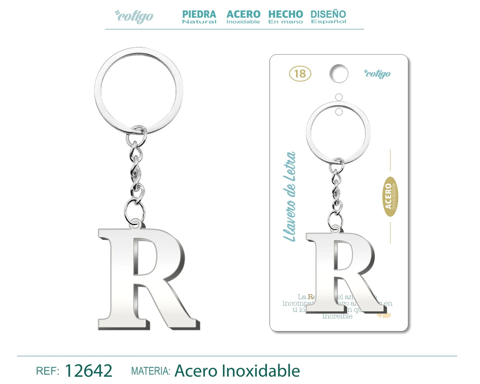 LLAVERO ACERO CON LETRA R