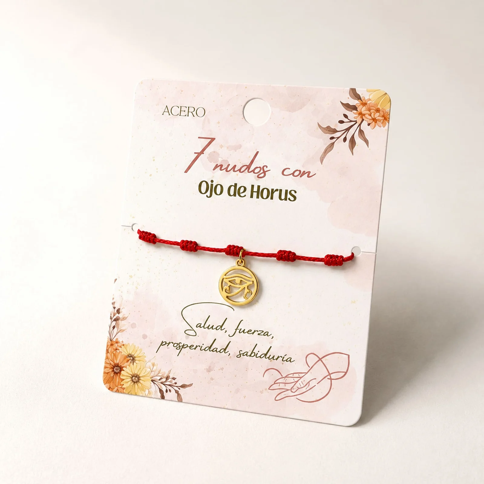 PULSERA 7 NUDOS CON OJO DE HORUS COLOR DORADO