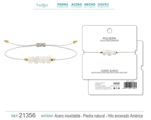 PULSERA HILO ENCERADO CON CUARZO BLANCO
