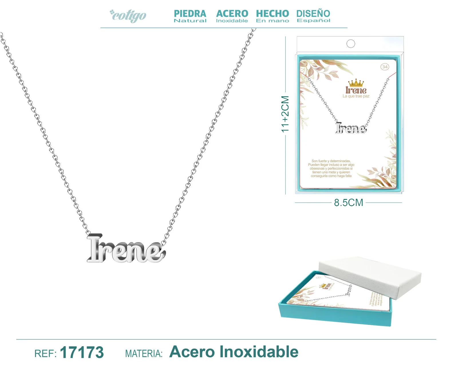 COLLAR IRENE ACERO COLOR PLATEADO