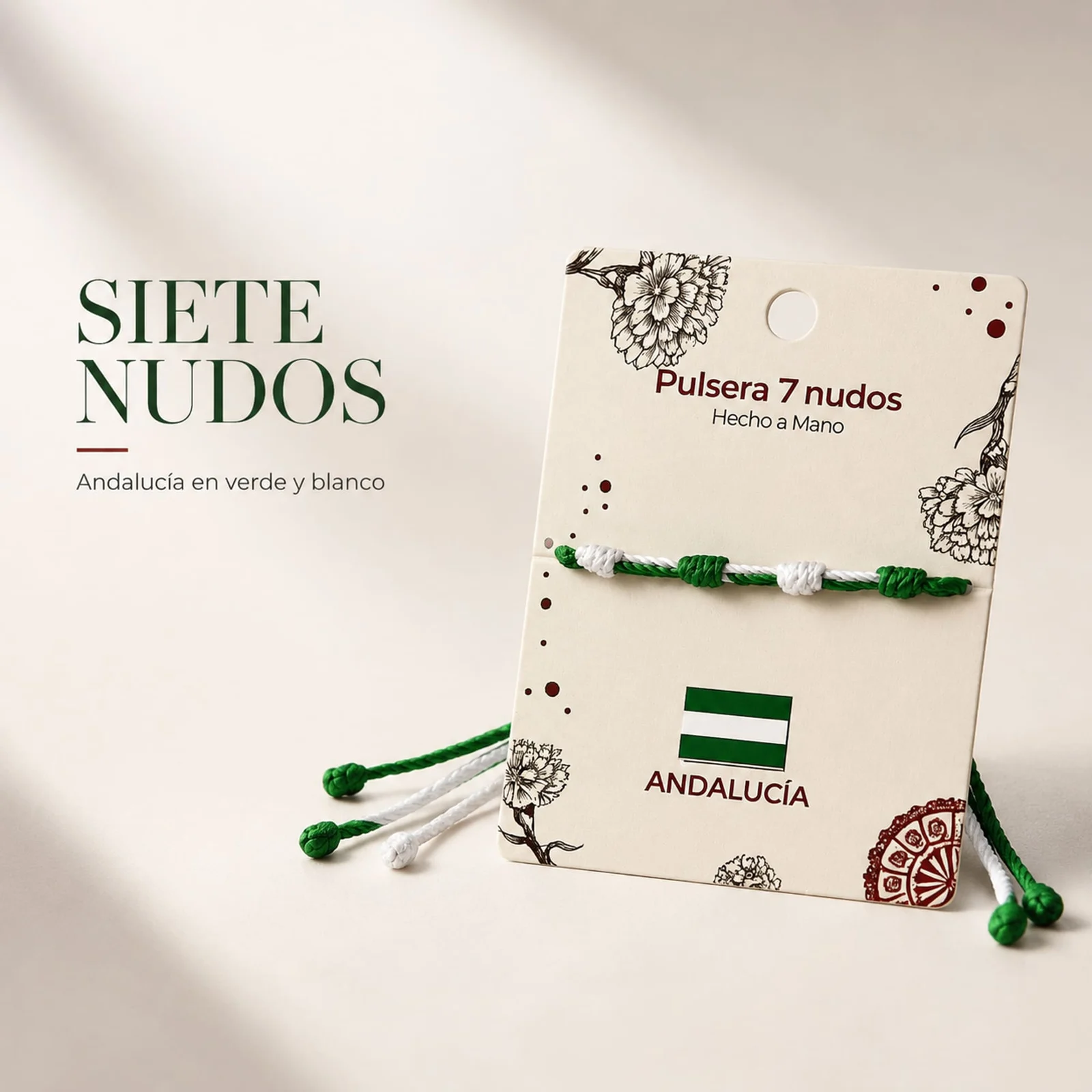 PULSERA 7 NUDOS DE BANDERA DE  ANDALUCÍA