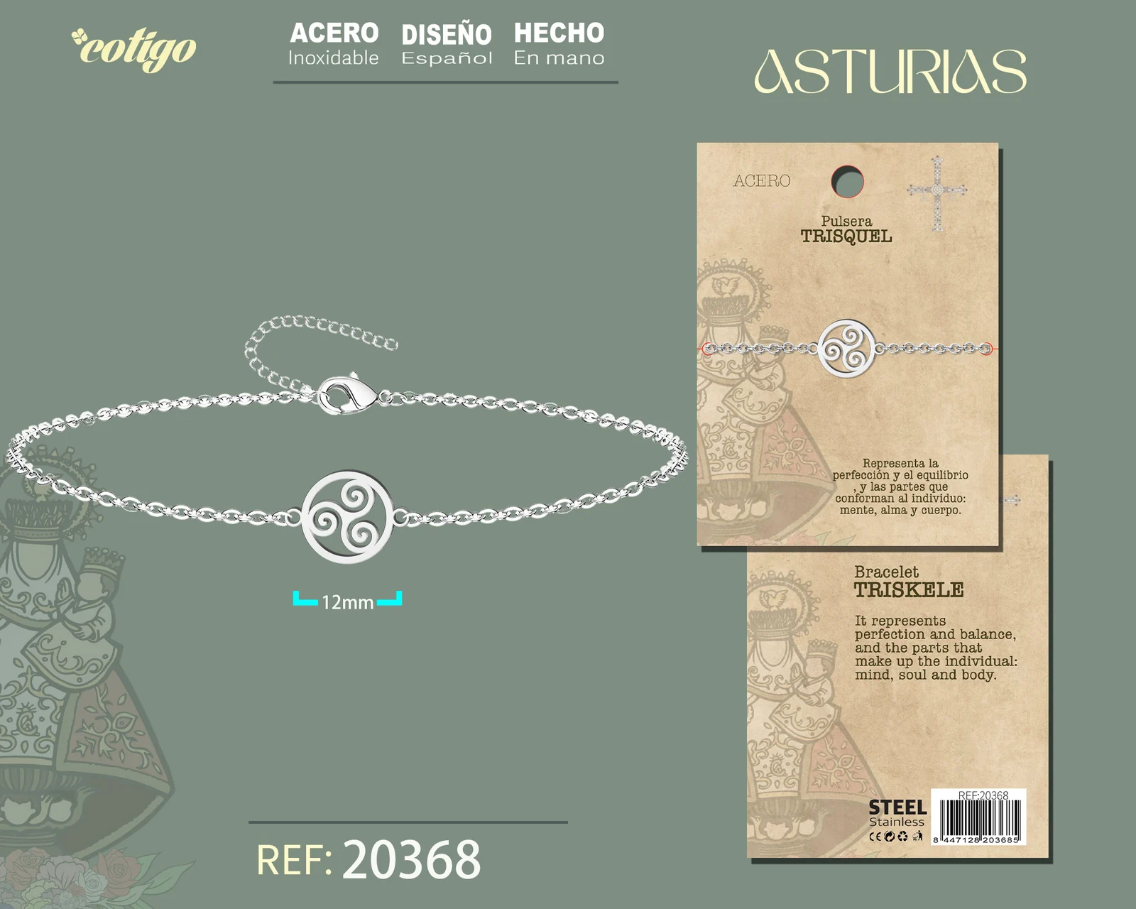 PULSERA TRISQUEL ACERO PLATEADO