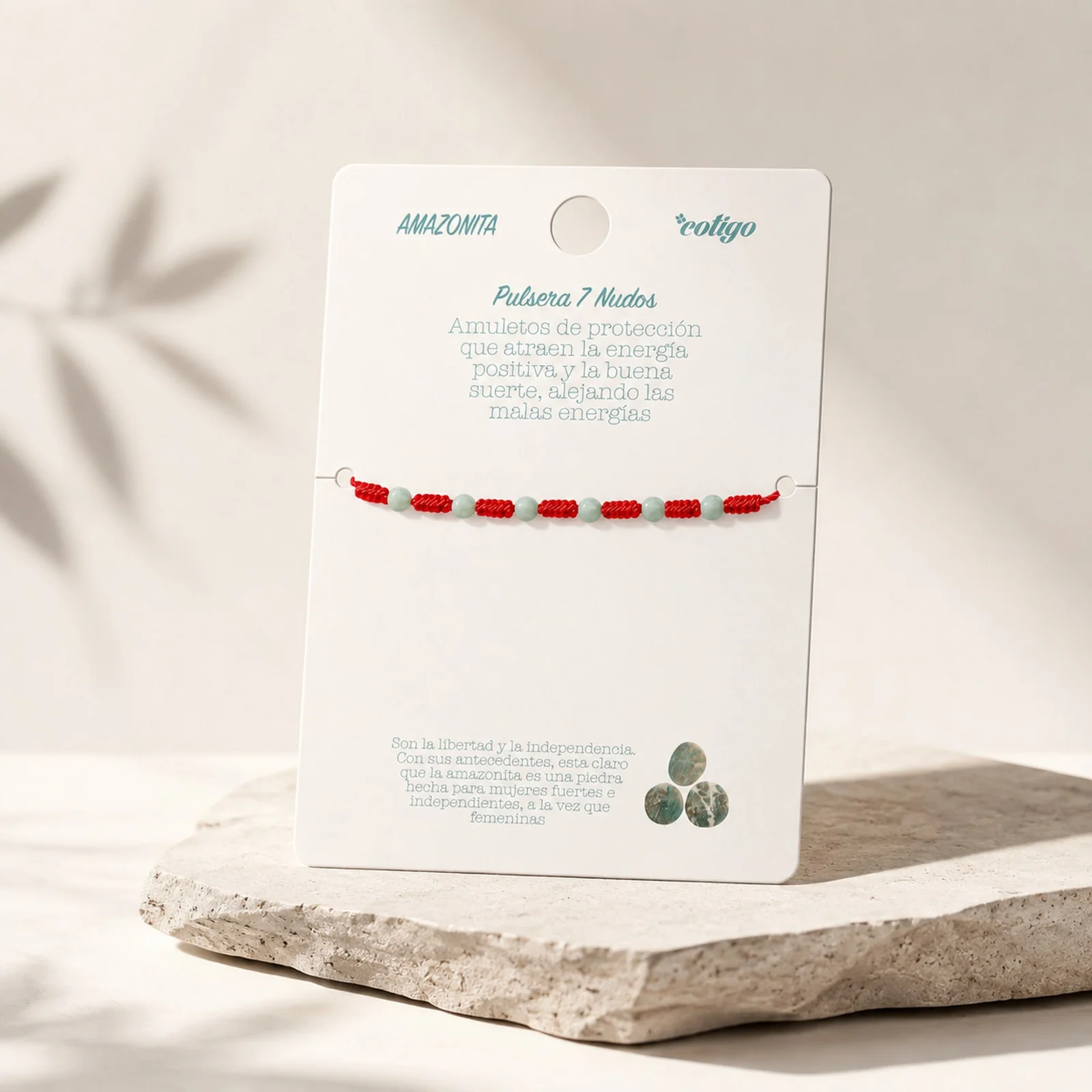 PULSERA 7 NUDOS CON  AMAZONITA 4MM