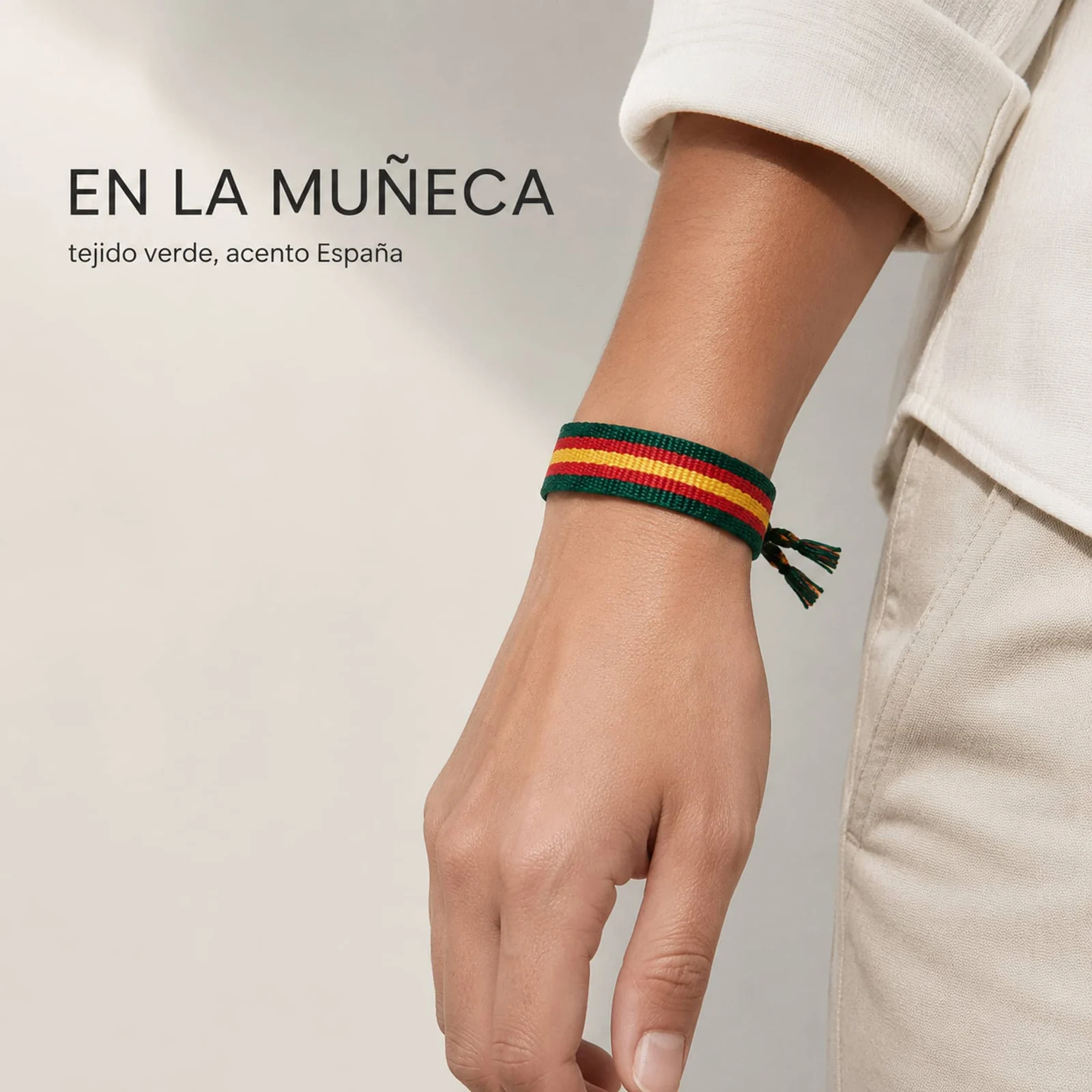 PULSERA ESPAÑA TEJIDO-VERDE