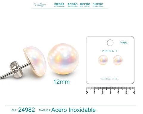 PENDIENTE DE PERLA CON ACCESORIO ACERO