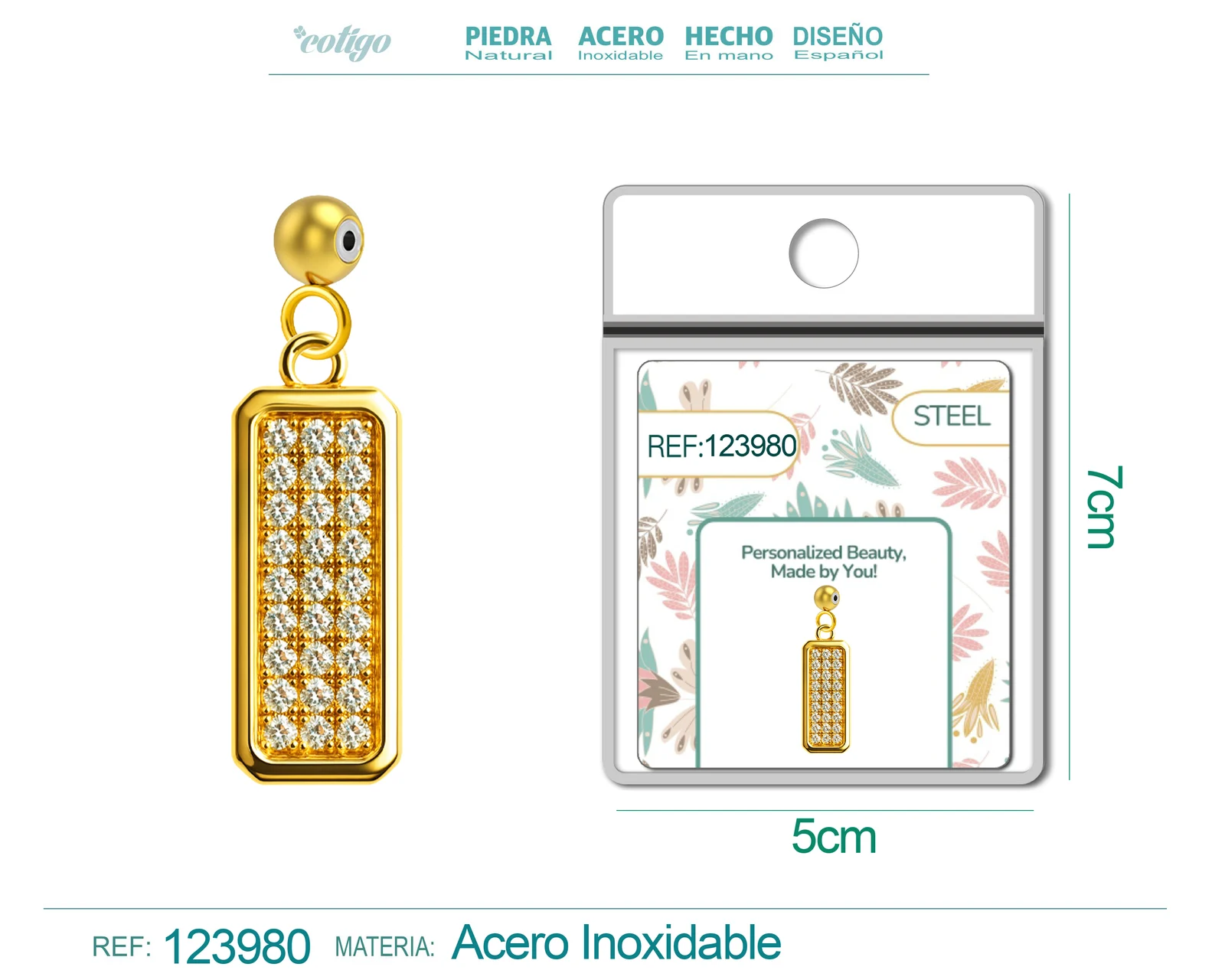 CHARM DE COBRE CHAPADO ORO 14K CON CIRCONITA-CON BOLA DE GOMA