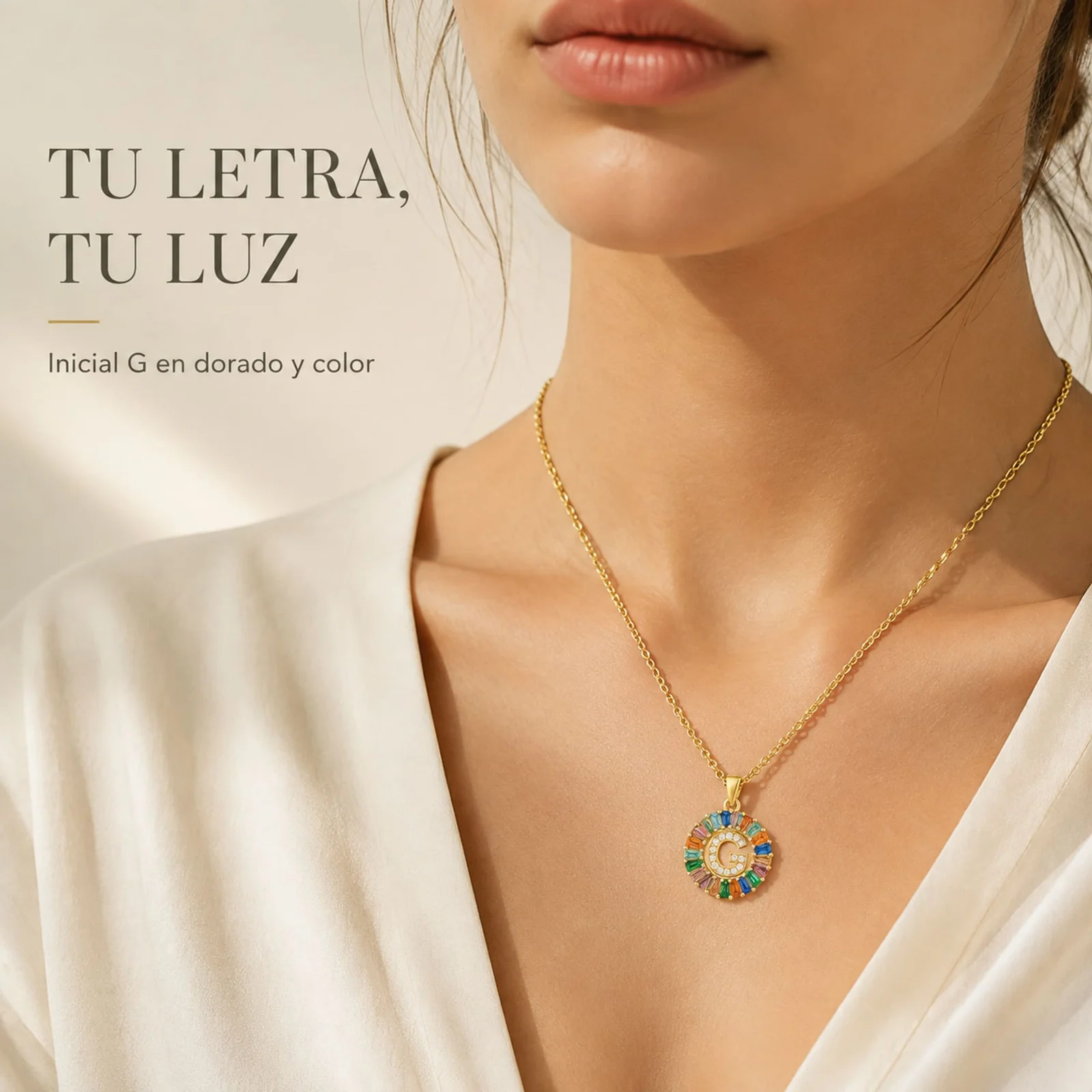 COLGANTE LETRA G CHAPADO ORO 14K CON CIRCONITA