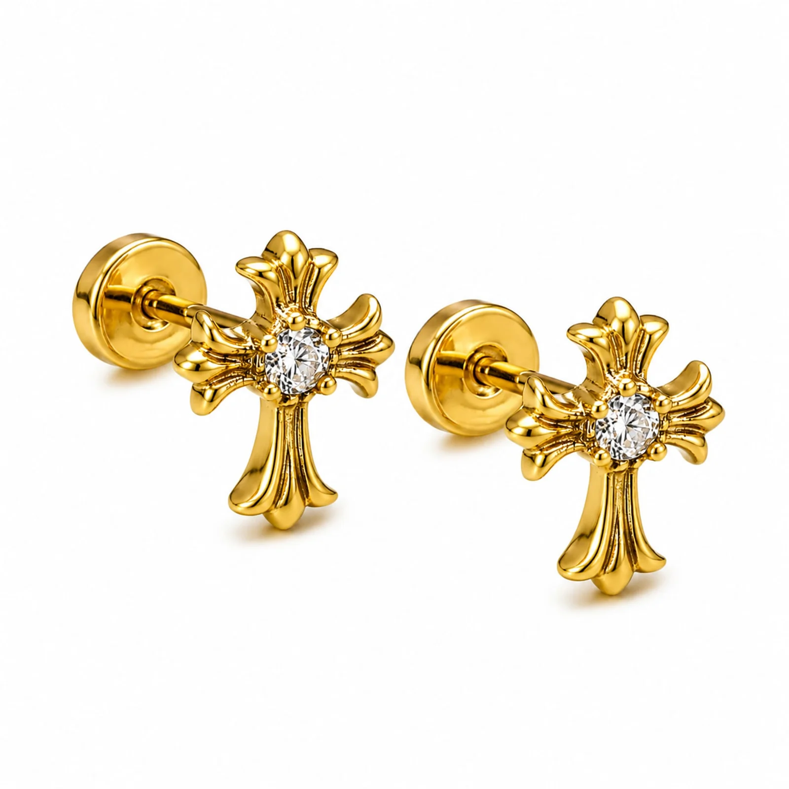 Pendiente-Piercing Bañado Oro 18K y con Circonita