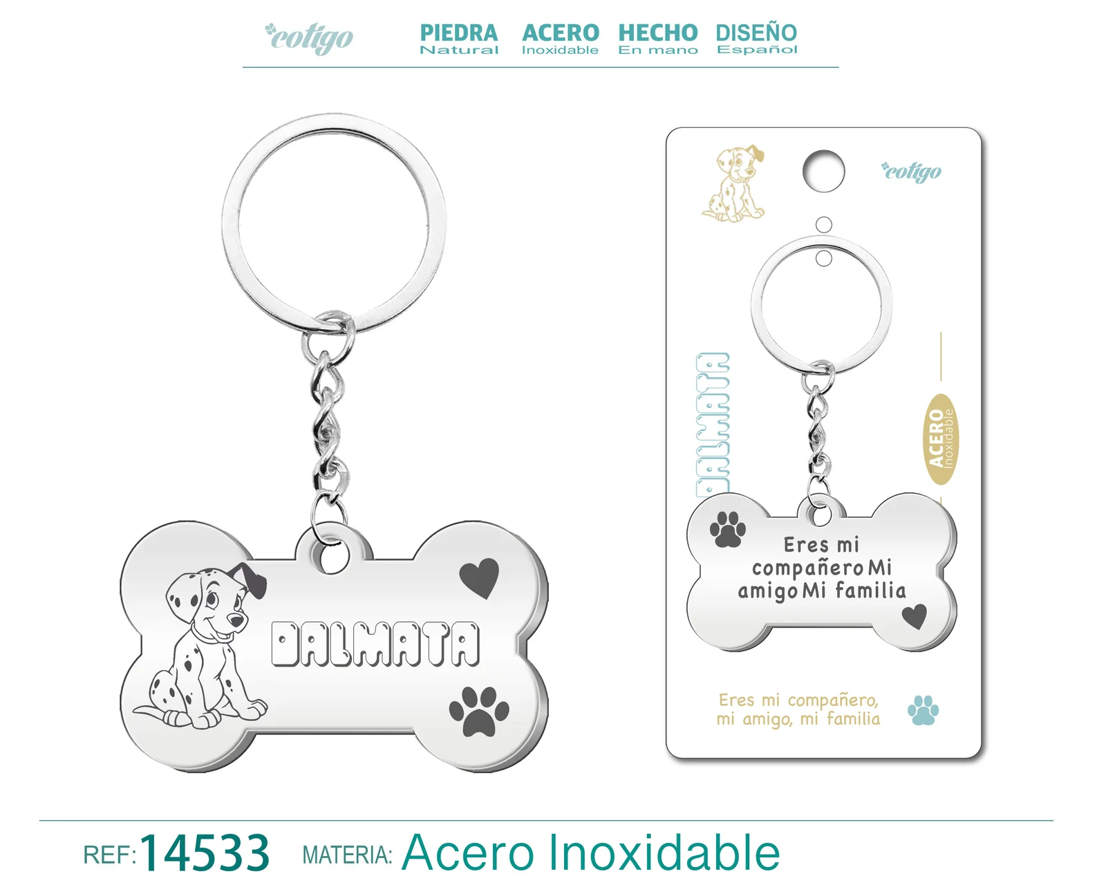 LLAVERO ACERO DE PERRO DALMATA