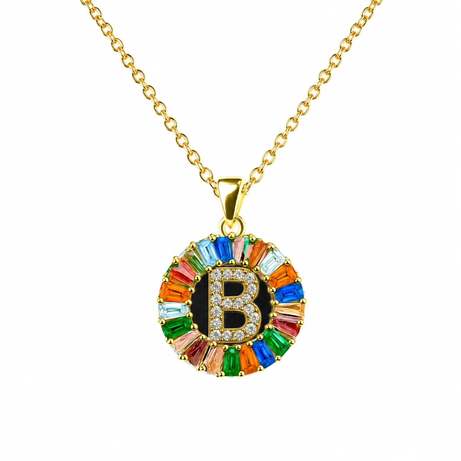 COLGANTE LETRA B CHAPADO ORO 14K CON CIRCONITA