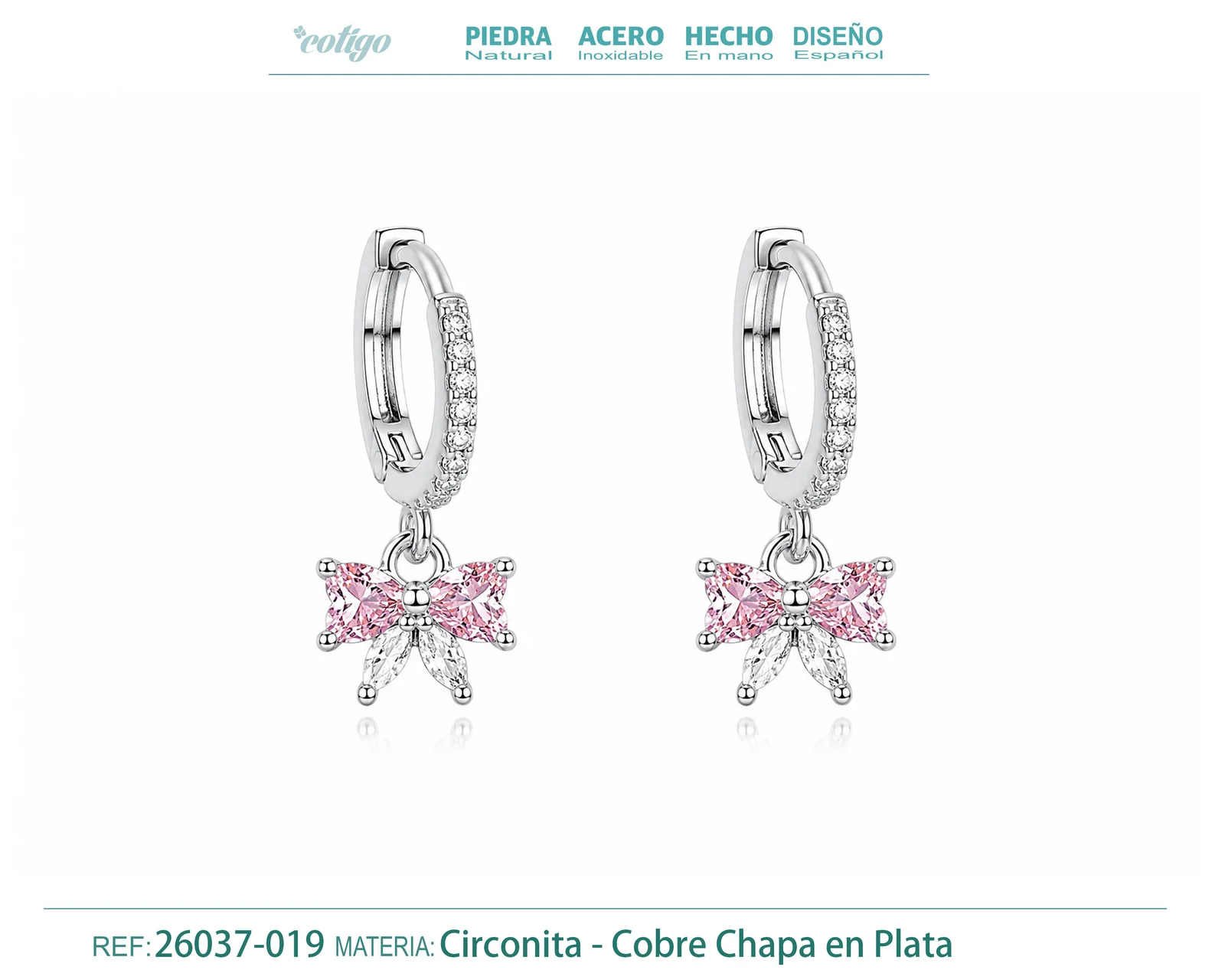 Brinco de argola com pendente de zircónia cúbica prateada