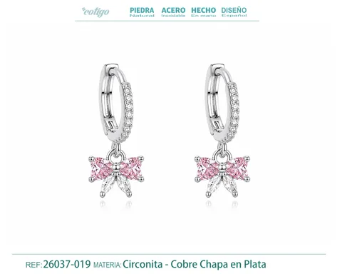 Brinco de argola com pendente de zircónia cúbica prateada