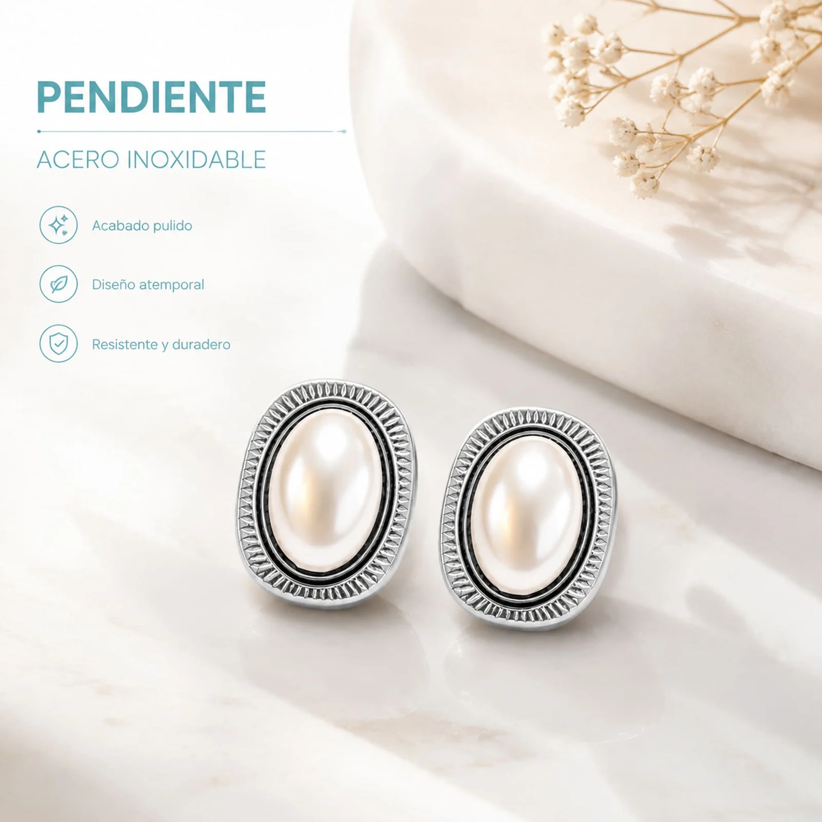 Pendiente Acero Inoxidable color Plateado