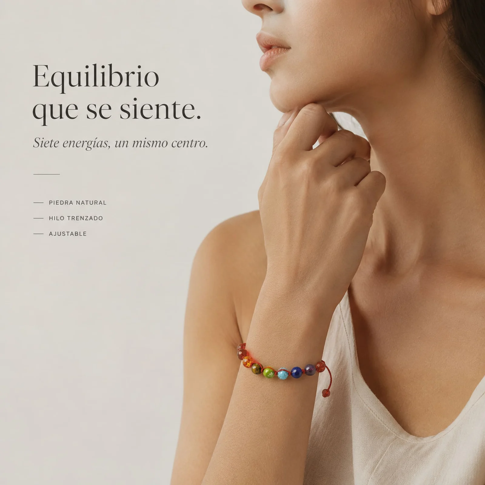 PULSERA 7 CHAKRAS CON CRISTAL DE HILO TRENZADO