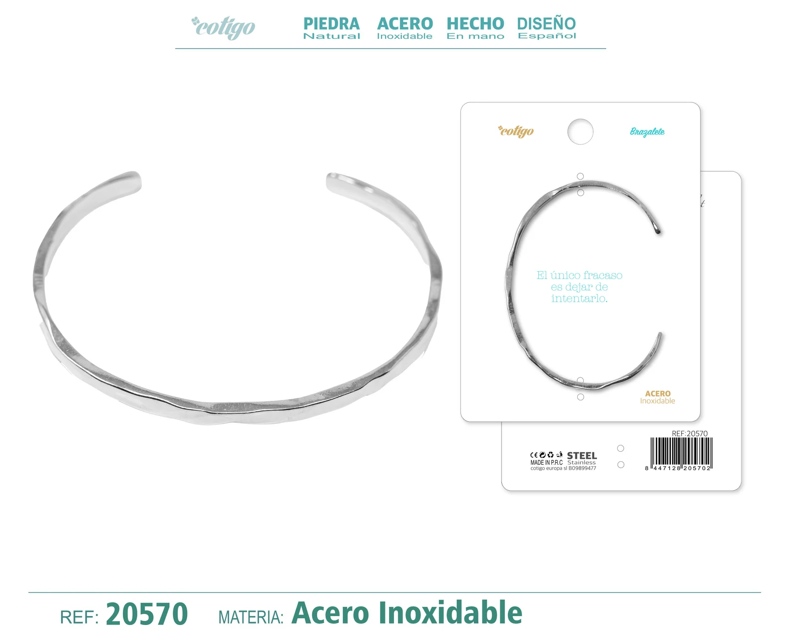 BRAZALETE ACERO COLOR PLATEADO
