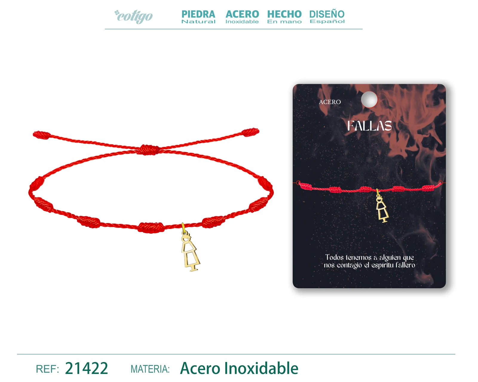 PULSERA 7 NUDOS CON FALLERO ACERO DORADO
