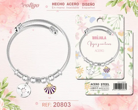 BRAZALETE ACERO CON: BRUJULA