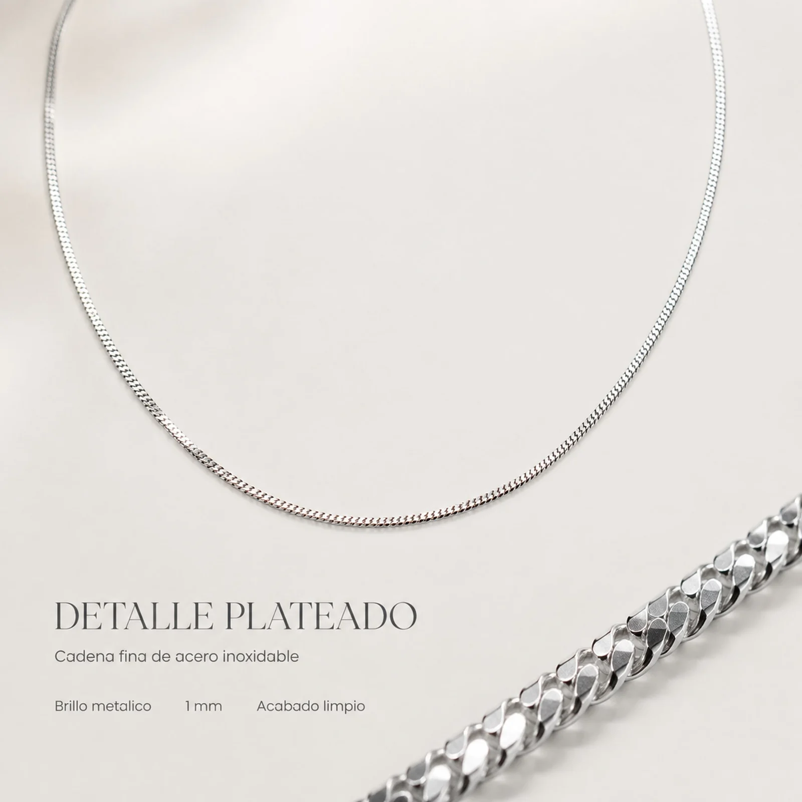 COLLAR DE CADENA ACERO PLATEADO