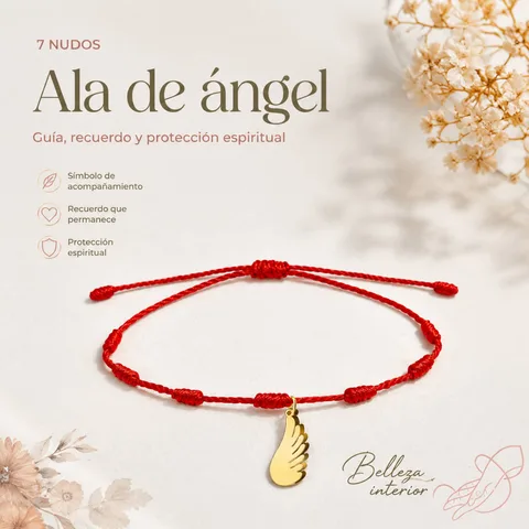 PULSERA 7 NUDOS CON ALA DE ÁNGEL COLOR DORADO