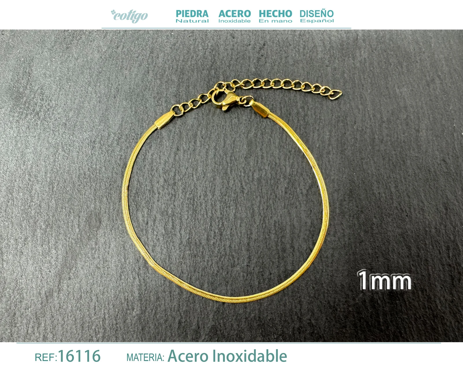 PULSERA DE CADENA ACERO DORADO