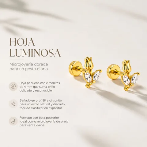 Pendiente-Piercing Bañado Oro 18K y con Circonita