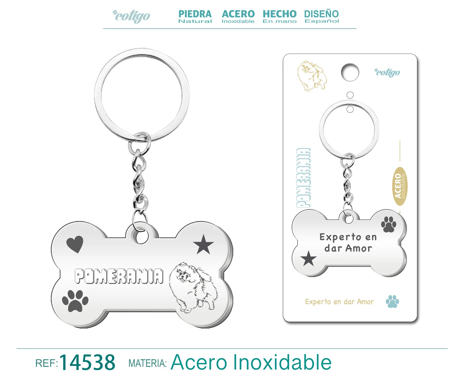 LLAVERO ACERO DE PERRO POMERANIA