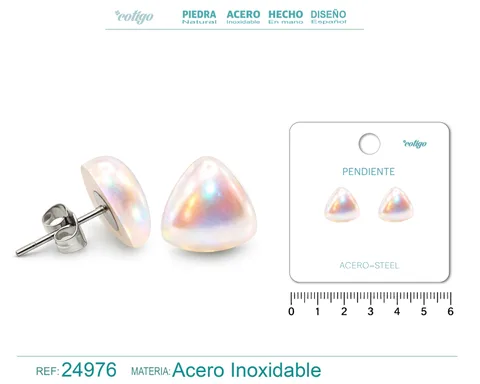 PENDIENTE DE PERLA CON ACCESORIO ACERO