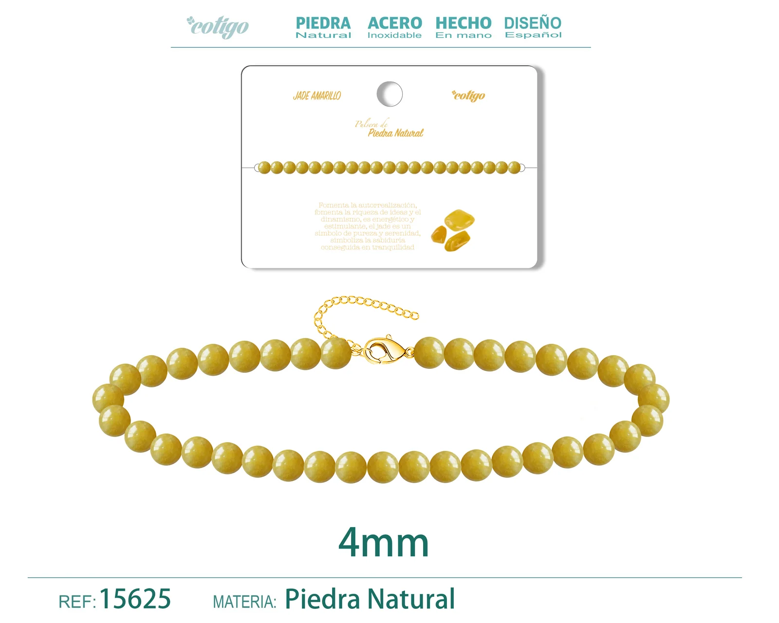 PULSERA JADE AMARILLO 4MM
