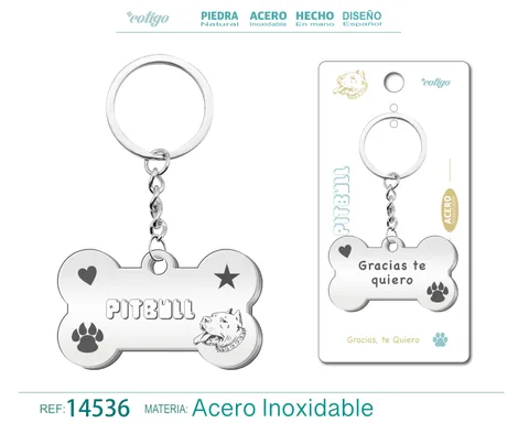 LLAVERO ACERO DE PERRO PIT BULL